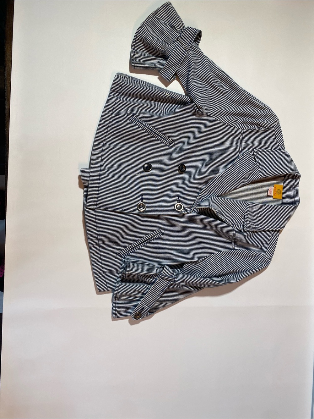 Ruby Rd. Navy & White Striped Double-Breasted Jean Jacket